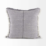 Fringed Blue And Beige Square Accent Pillow Cover - Homeroots - Flyclothing LLC