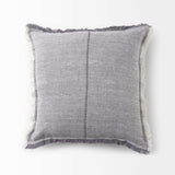 Fringed Blue And Beige Square Accent Pillow Cover - Homeroots - Flyclothing LLC