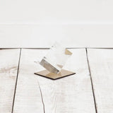 5" Optical Glass Cube And Gold Sculpture - Homeroots