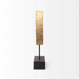 19" Brown and Black Wood Log Cross Section Tabletop Sculpture - Homeroots