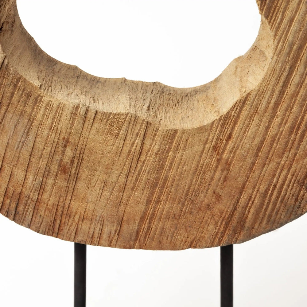 19" Brown and Black Wood Log Cross Section Tabletop Sculpture - Homeroots