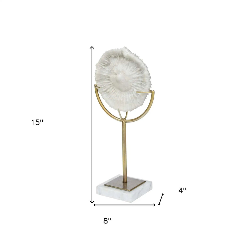 15" Gold and White Metal and Resin Sand Dollar Tabletop Sculpture - Homeroots - Flyclothing LLC