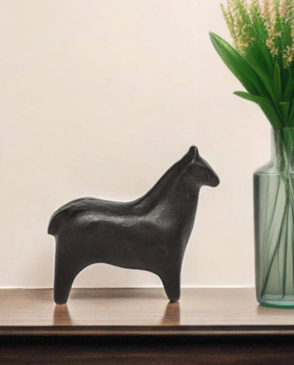 Black Cast Aluminum Horse Shaped Sculpture - Homeroots - Flyclothing LLC