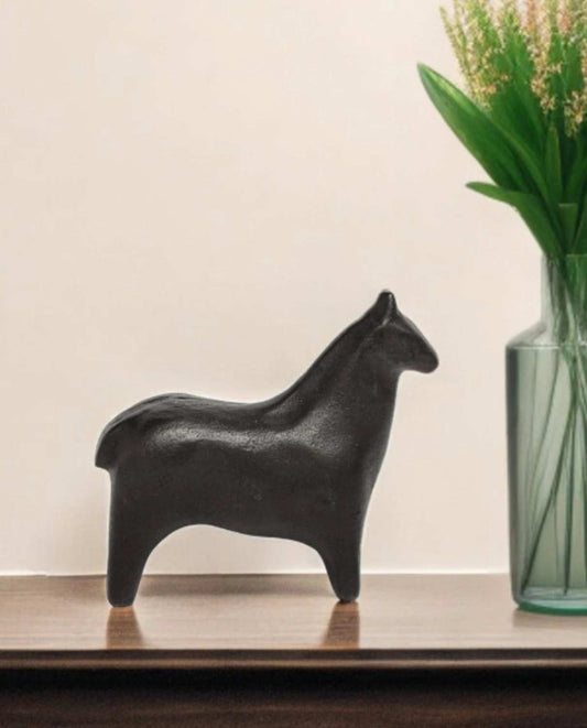 Black Cast Aluminum Horse Shaped Sculpture - Homeroots - Flyclothing LLC