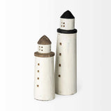 White Petite Rustic Wooden Lighthouse - Homeroots - Flyclothing LLC