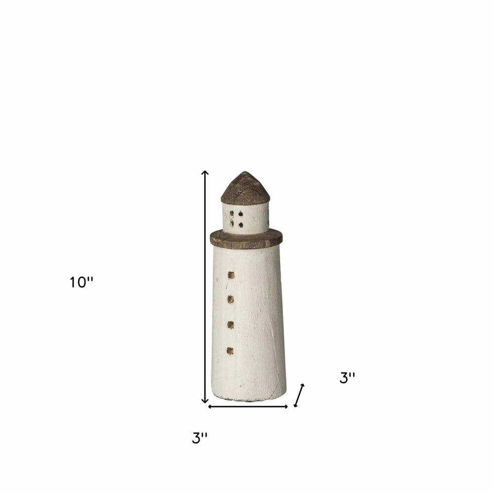 White Petite Rustic Wooden Lighthouse - Homeroots - Flyclothing LLC