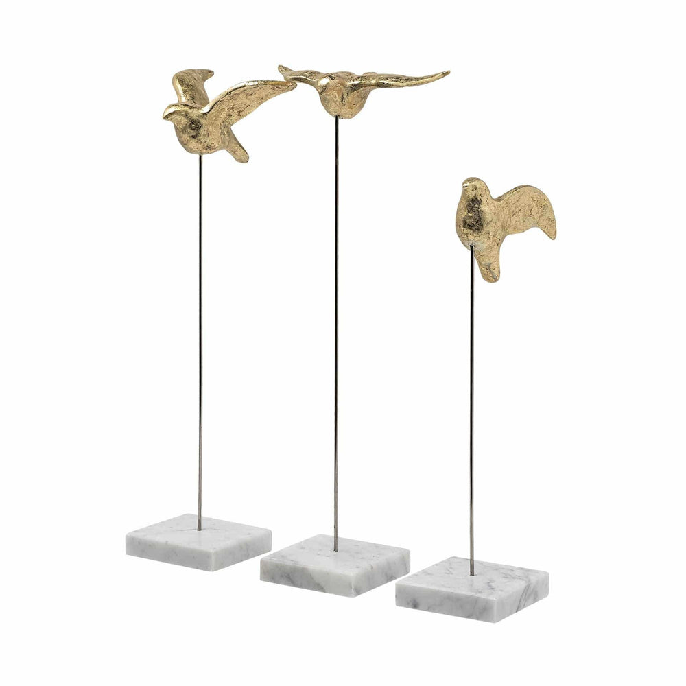 Set Of Three Gold Bird Sculptures - Homeroots - Flyclothing LLC