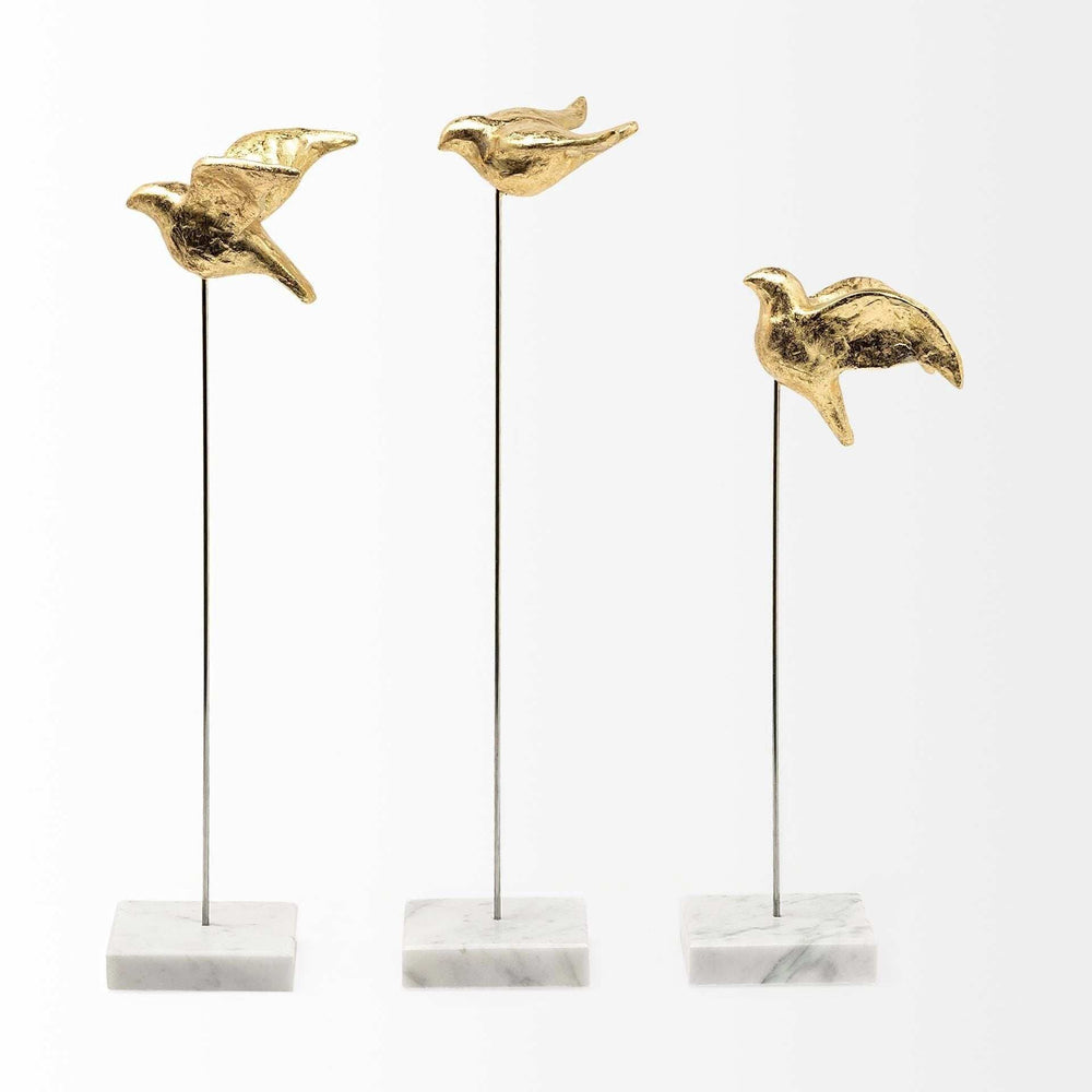 Set Of Three Gold Bird Sculptures - Homeroots - Flyclothing LLC