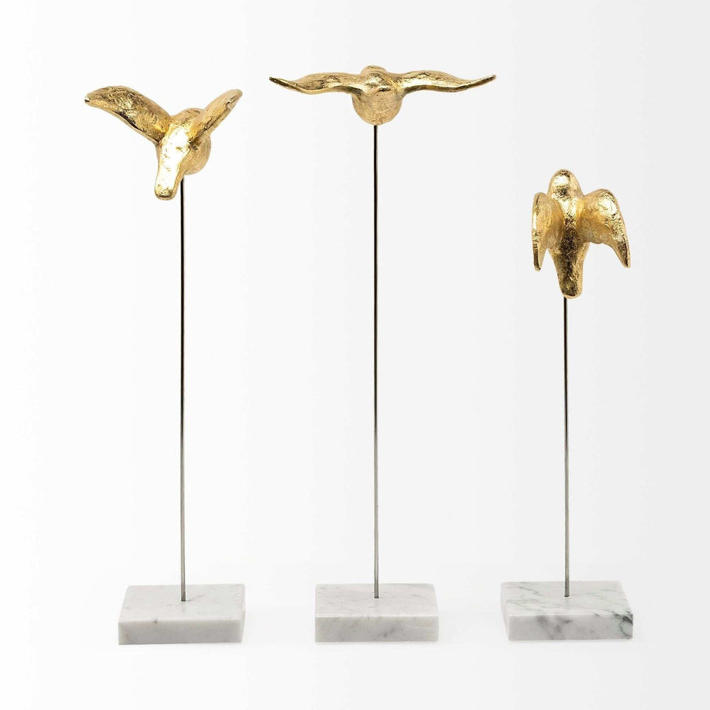 Set Of Three Gold Bird Sculptures - Homeroots - Flyclothing LLC