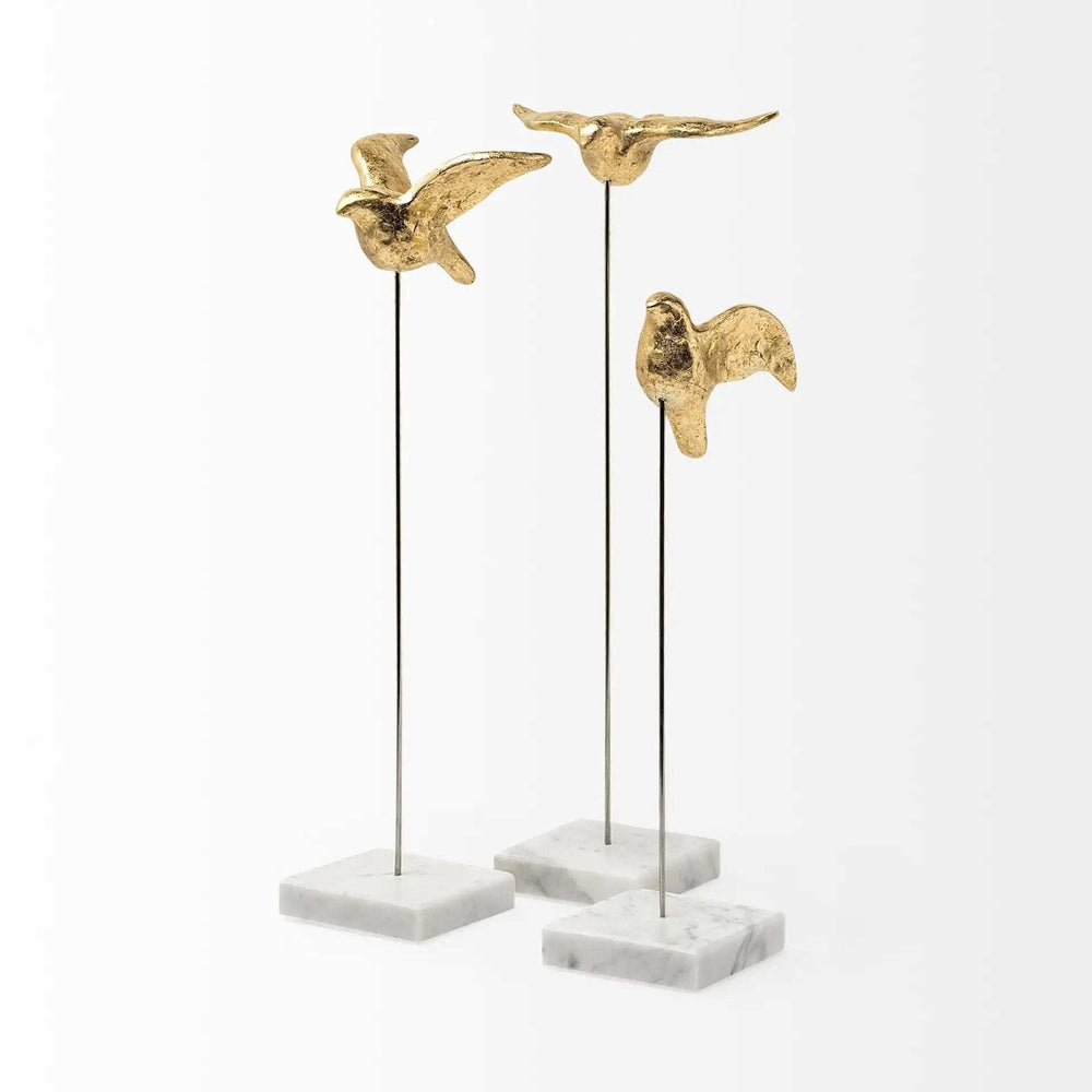 Set Of Three Gold Bird Sculptures - Homeroots - Flyclothing LLC