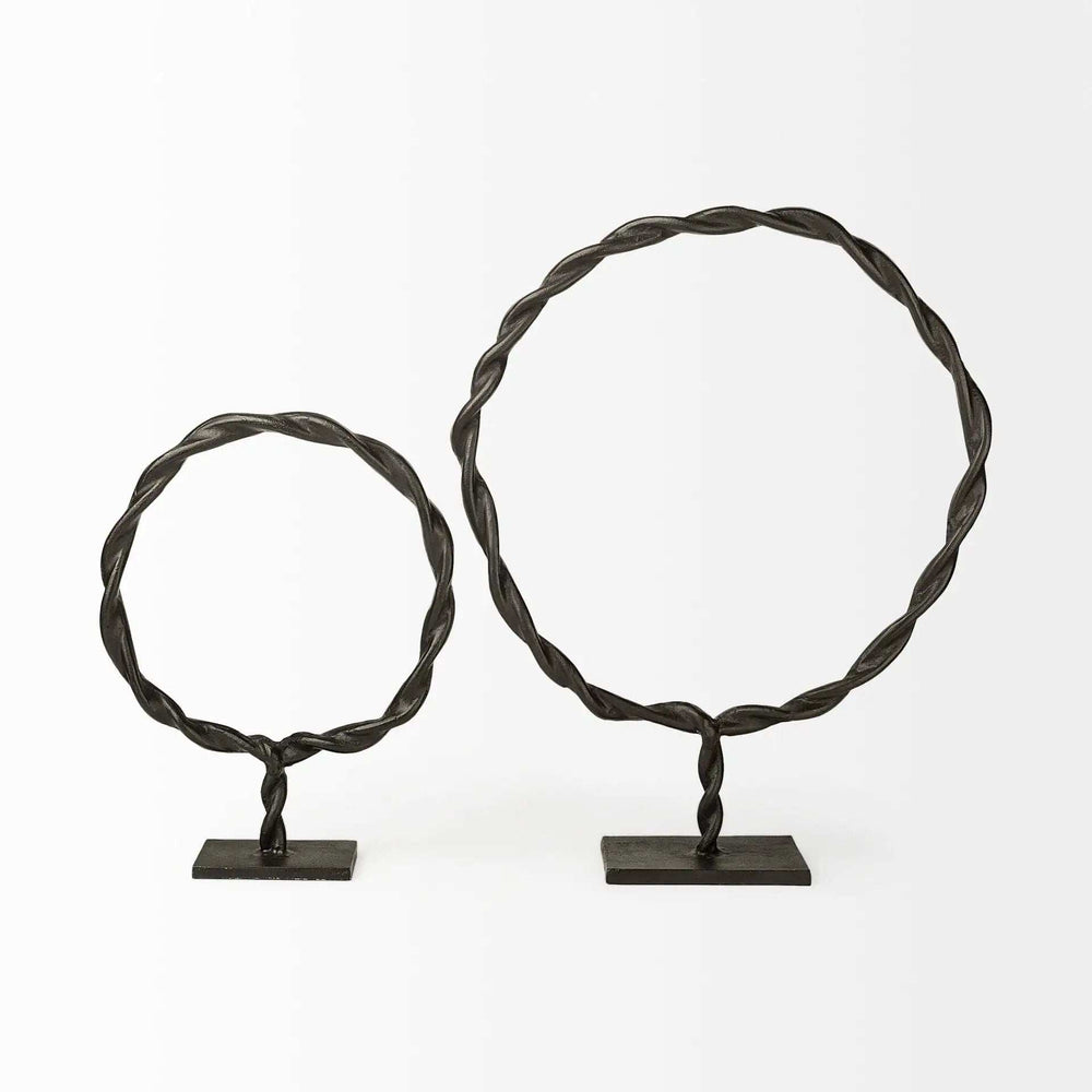 Black Metal Braided Sculpture - Homeroots - Flyclothing LLC