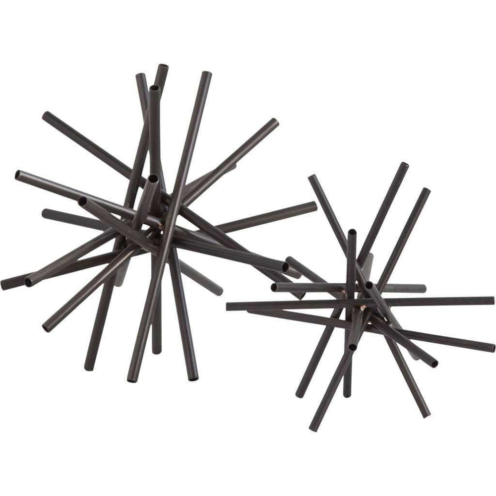 Set Of Two Black Metal Linear Abstract Sculptures - Homeroots - Flyclothing LLC