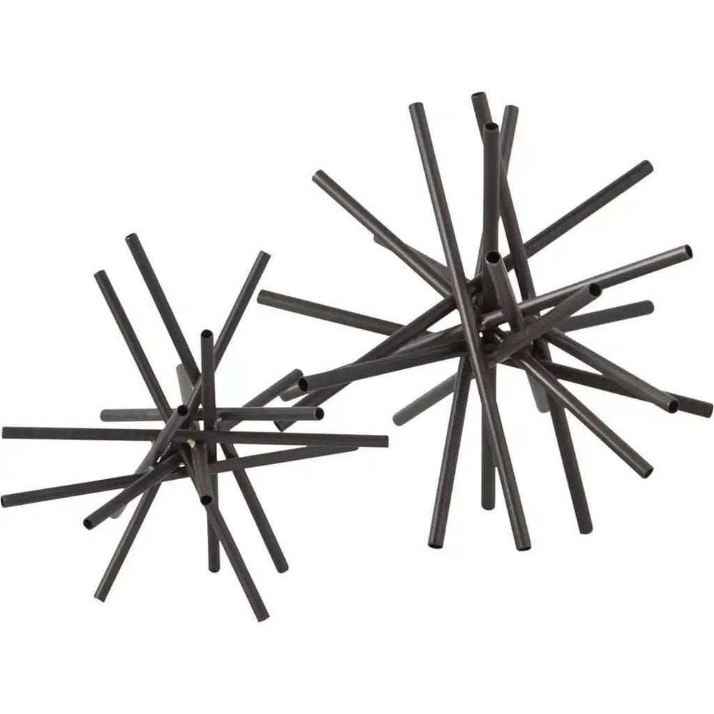 Set Of Two Black Metal Linear Abstract Sculptures - Homeroots - Flyclothing LLC