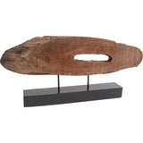 15" Brown and Black Wood and Metal Modern Abstract Tabletop Sculpture - Homeroots