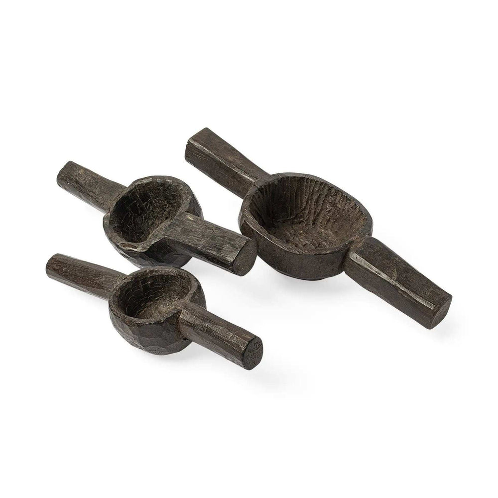Set Of Three Brown Wooden Measuring Cup Decor - Homeroots - Flyclothing LLC