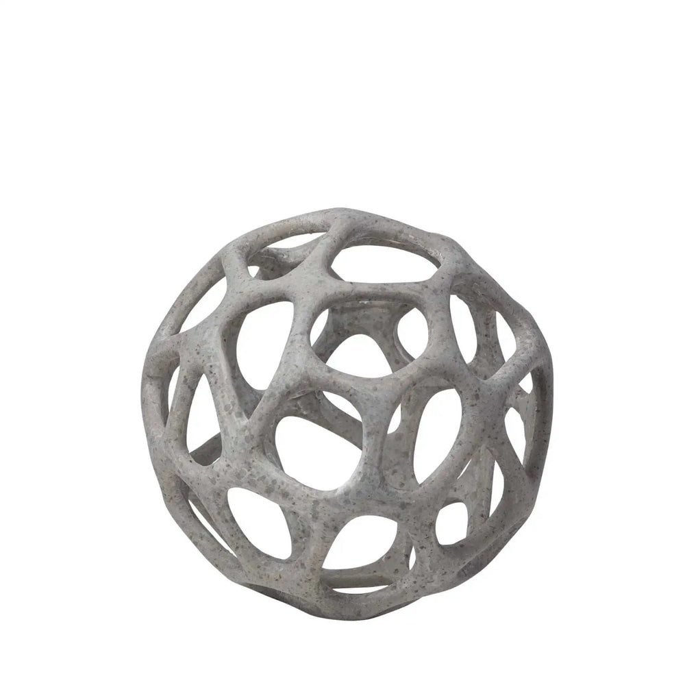 Petite Light Gray Metal Hollow Orb Sculpture - Homeroots - Flyclothing LLC