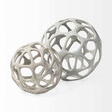 Petite Light Gray Metal Hollow Orb Sculpture - Homeroots - Flyclothing LLC