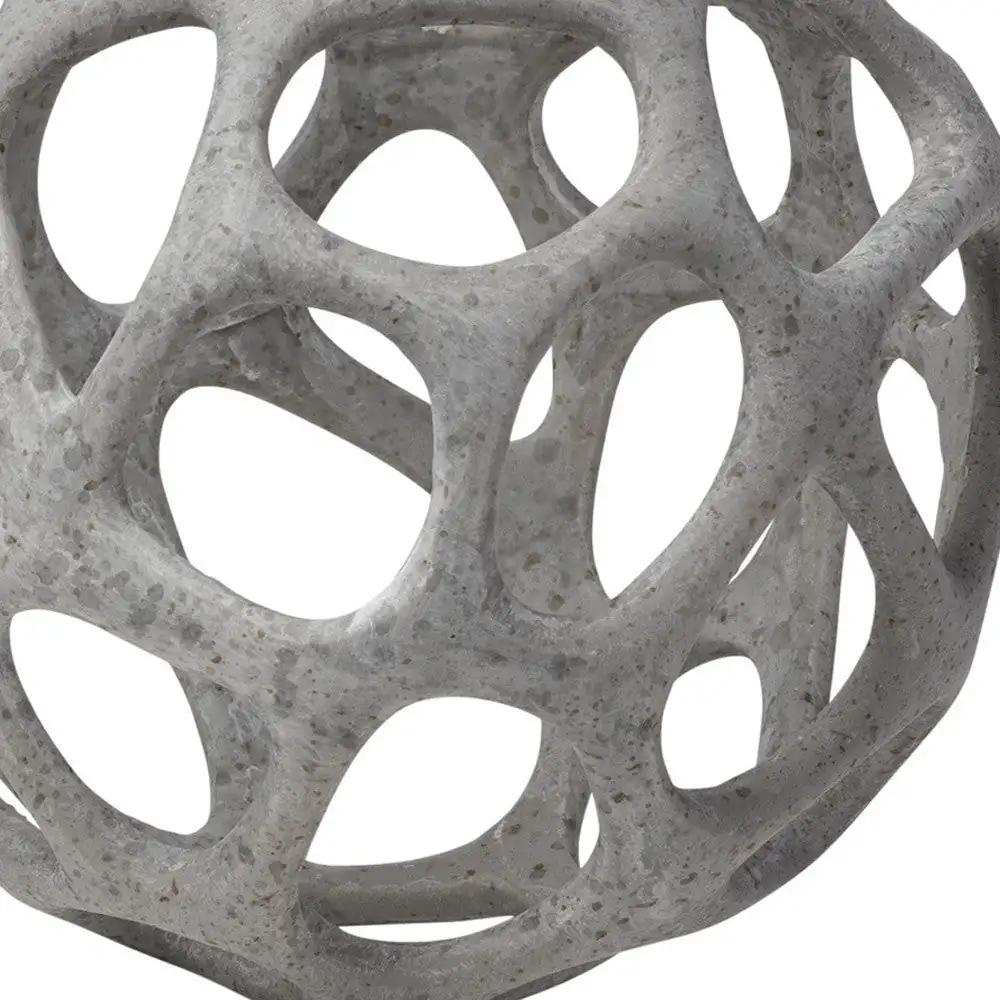 Petite Light Gray Metal Hollow Orb Sculpture - Homeroots - Flyclothing LLC