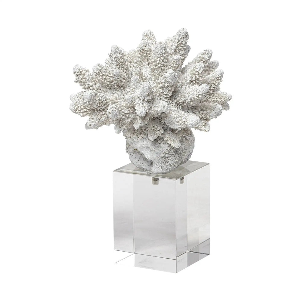 6" White Contempo Coral and Glass Sculpture - Homeroots - Flyclothing LLC