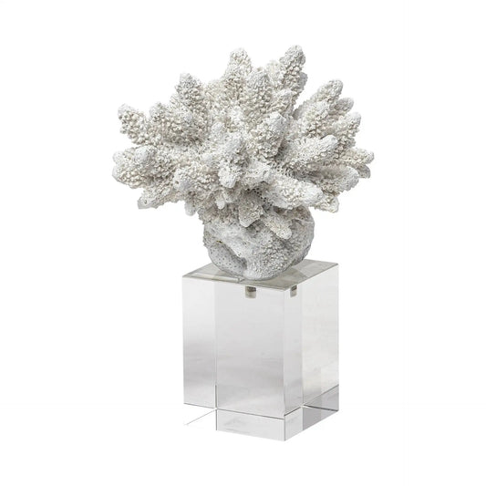 6" White Contempo Coral and Glass Sculpture - Homeroots