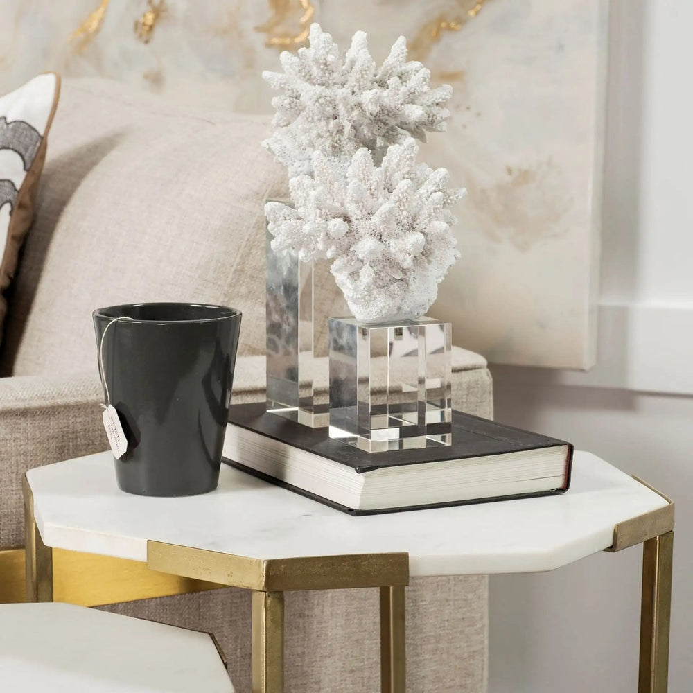 6" White Contempo Coral and Glass Sculpture - Homeroots - Flyclothing LLC