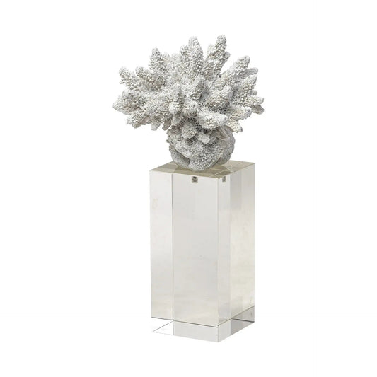10" White Contempo Coral And Glass Sculpture - Homeroots