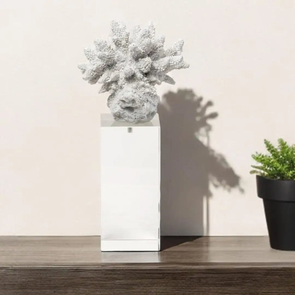 10" White Contempo Coral And Glass Sculpture - Homeroots - Flyclothing LLC