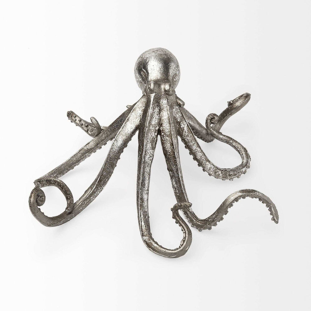 Petite Silver Resin Octopus Sculpture - Homeroots - Flyclothing LLC