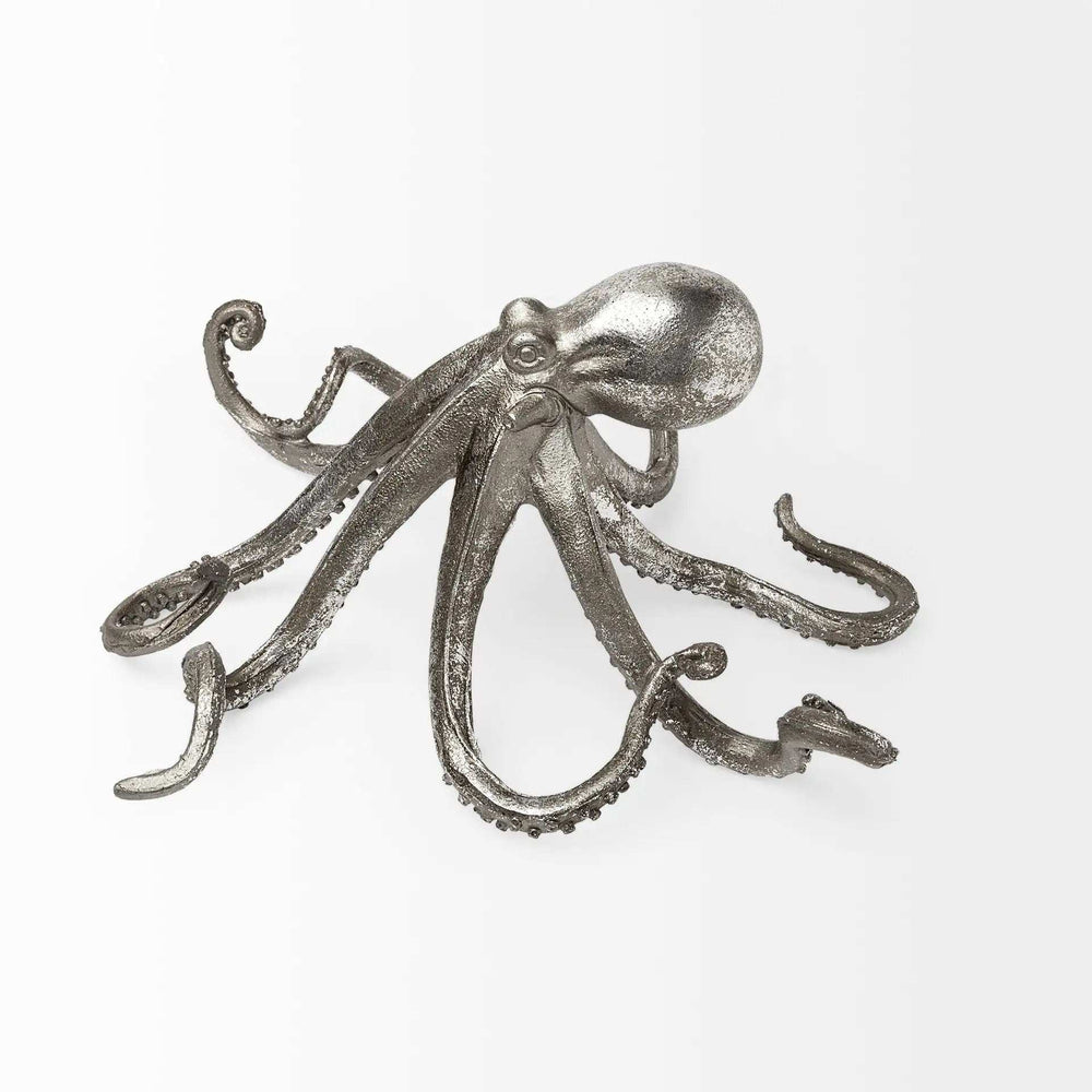 Petite Silver Resin Octopus Sculpture - Homeroots - Flyclothing LLC