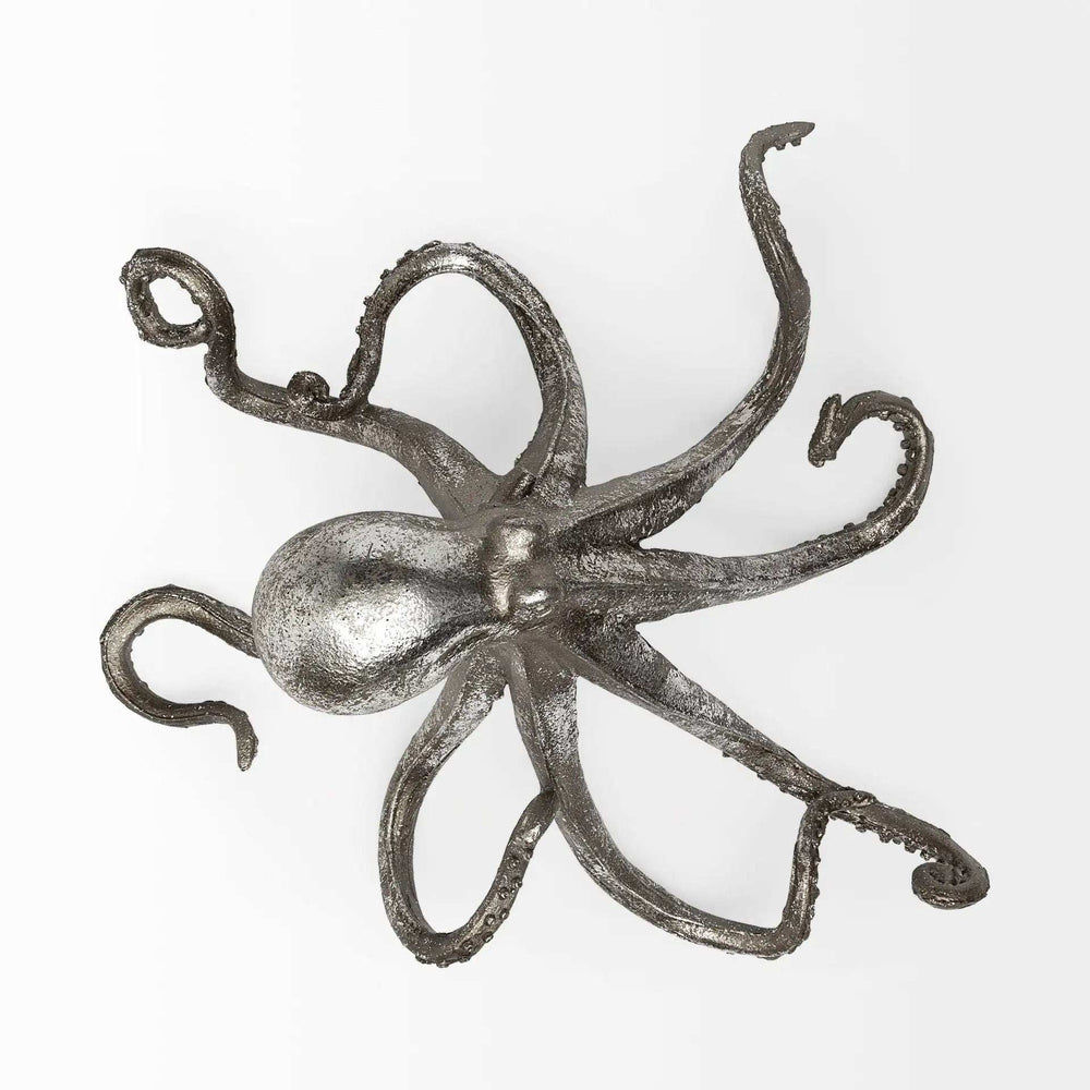 Petite Silver Resin Octopus Sculpture - Homeroots - Flyclothing LLC