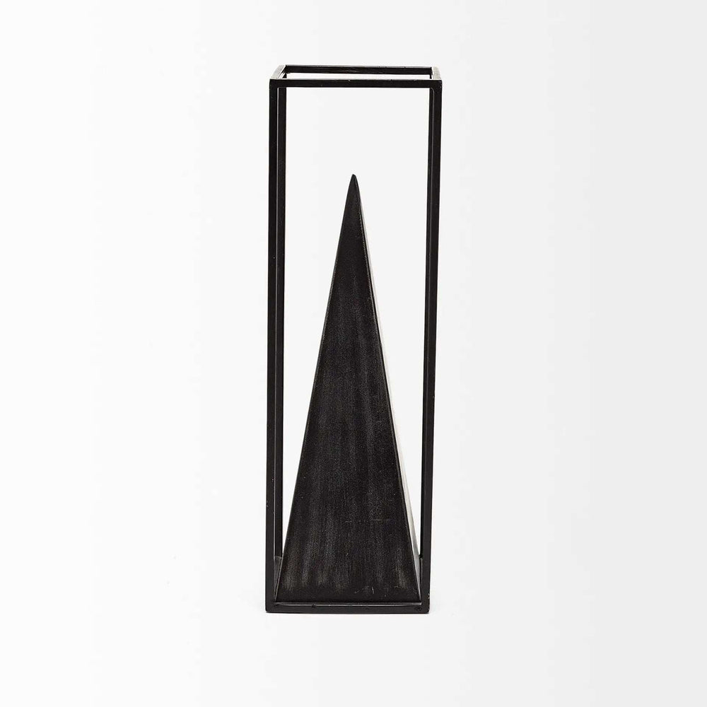 Black Metal Framed Pyramid Sculpture - Homeroots - Flyclothing LLC