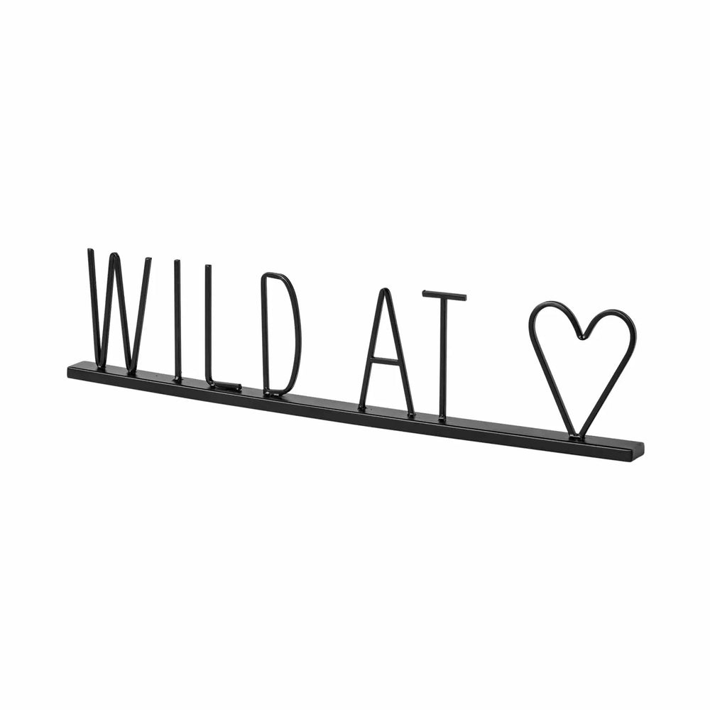 24" Black and Brown Metal And Wood Wild At Heart Tabletop Sign - Homeroots