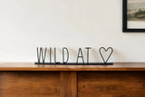 24" Black and Brown Metal And Wood Wild At Heart Tabletop Sign - Homeroots