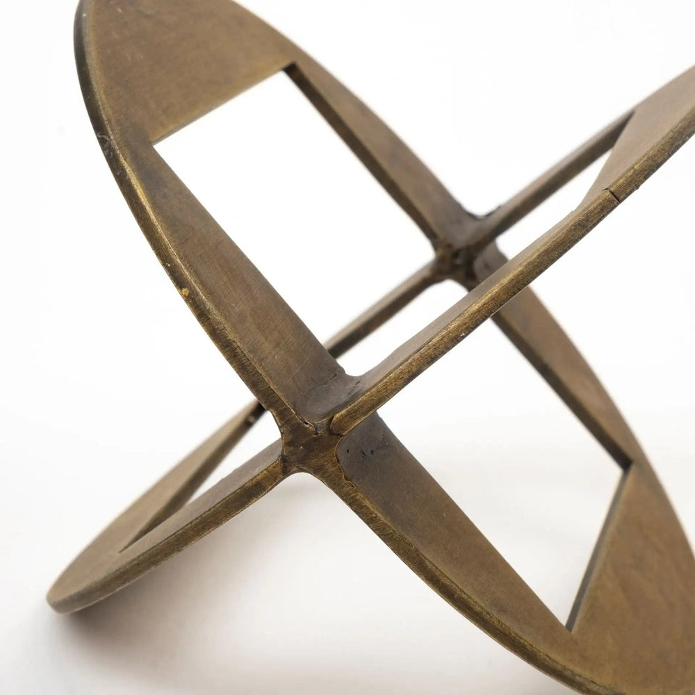 6" Gold Metal Geometric Orb Tabletop Sculpture - Homeroots - Flyclothing LLC