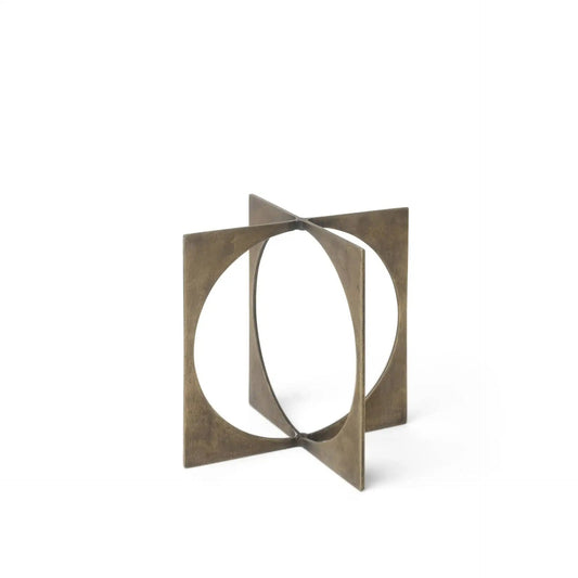 6" Burnished Gold Metal Circle Square Sculpture - Homeroots