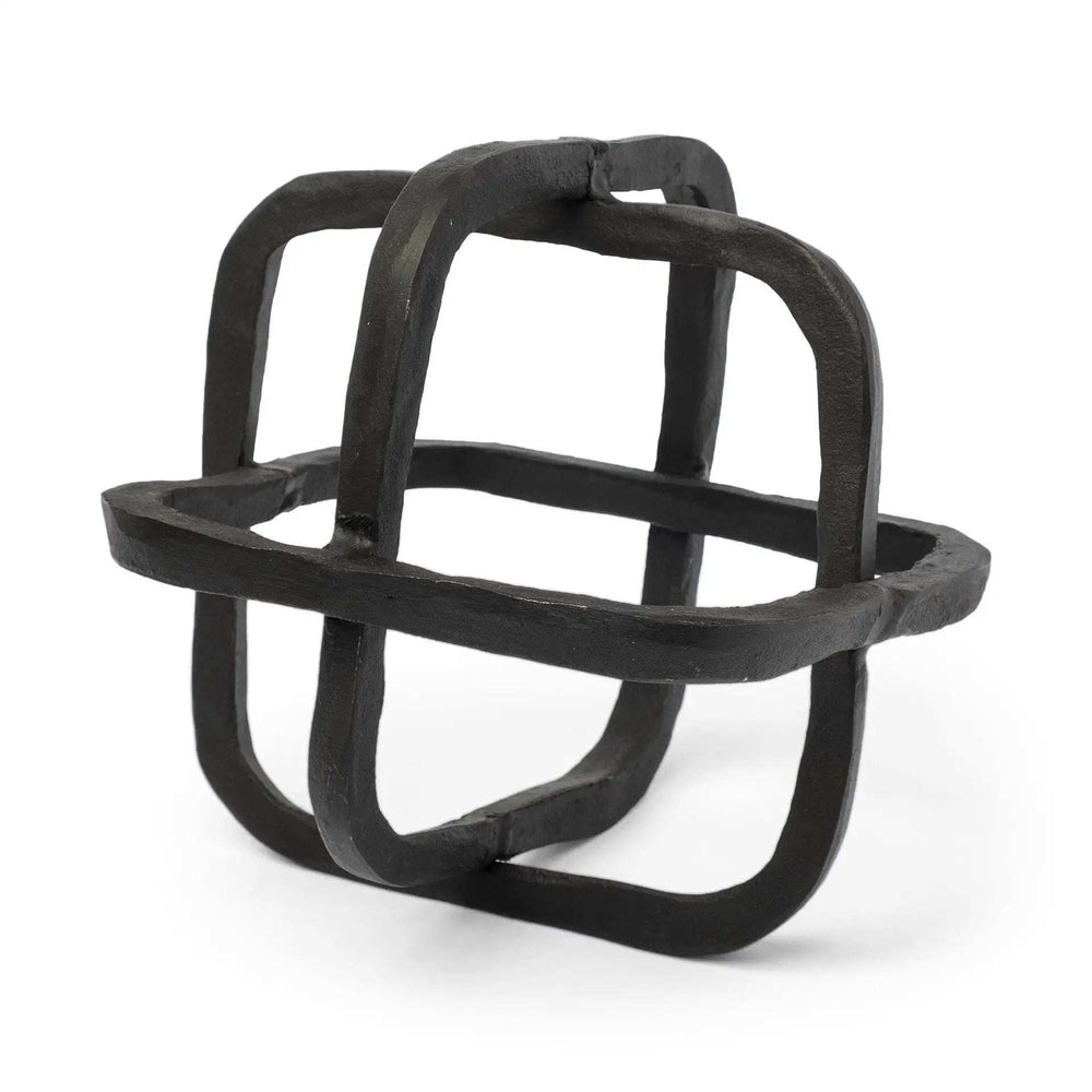 Black Metal Cube Shaped Link Sculpture - Homeroots - Flyclothing LLC