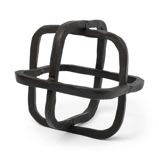 Black Metal Cube Shaped Link Sculpture - Homeroots - Flyclothing LLC