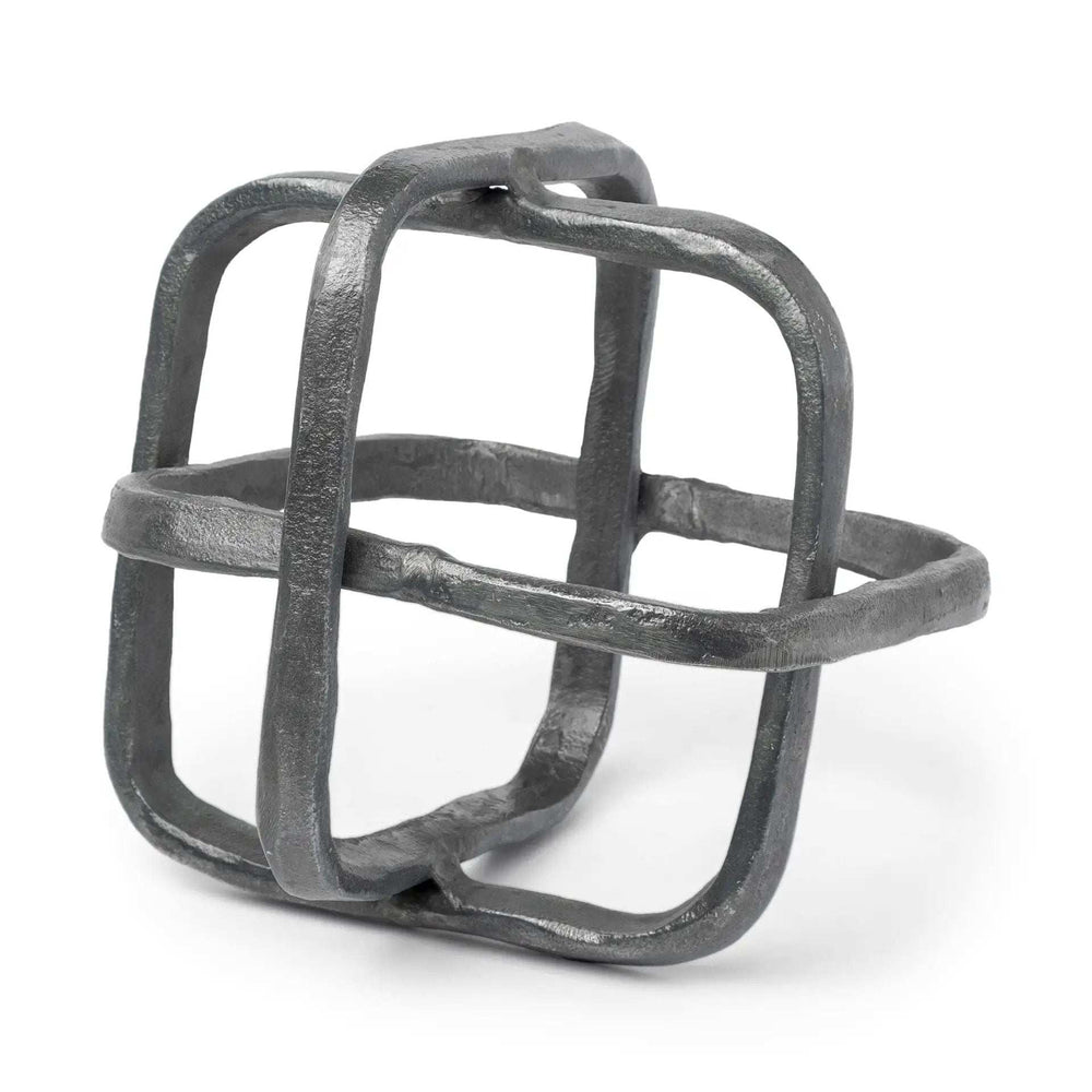 Silver Metal Cubed Shaped Link Sculpture - Homeroots - Flyclothing LLC