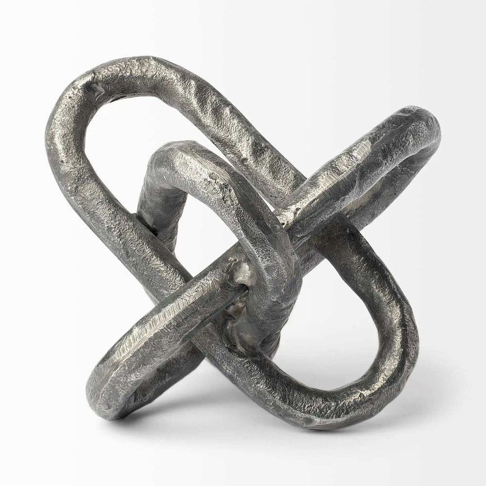 Petite Silver Metal Chain Link Sculpture - Homeroots - Flyclothing LLC