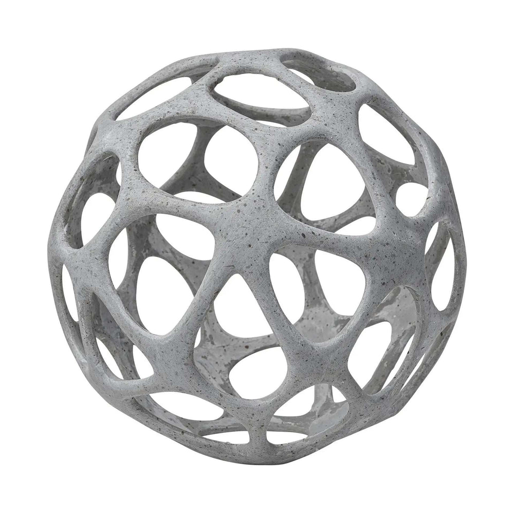 Light Gray Metal Hollow Orb Sculpture - Homeroots - Flyclothing LLC