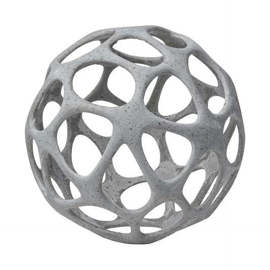 Light Gray Metal Hollow Orb Sculpture - Homeroots - Flyclothing LLC