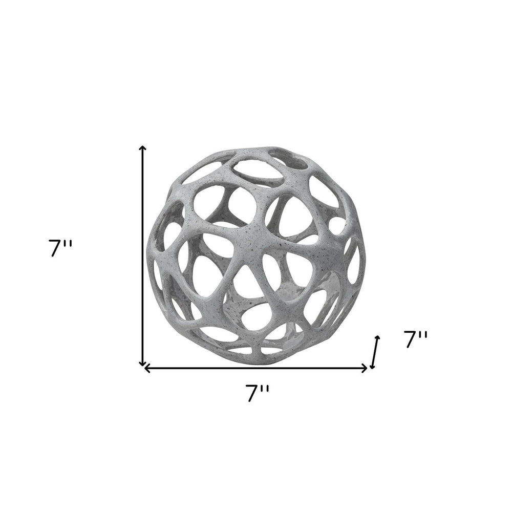 Light Gray Metal Hollow Orb Sculpture - Homeroots - Flyclothing LLC