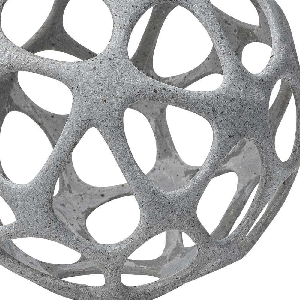 Light Gray Metal Hollow Orb Sculpture - Homeroots - Flyclothing LLC