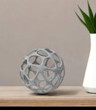 Light Gray Metal Hollow Orb Sculpture - Homeroots - Flyclothing LLC