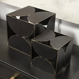 6" Contemporary Black Metal Geo Cube Sculpture - Homeroots