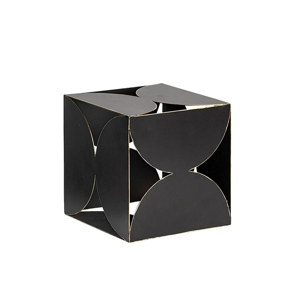 6" Contemporary Black Metal Geo Cube Sculpture - Homeroots