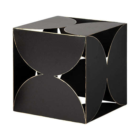 8" Contemporary Black Metal Geo Cube Sculpture - Homeroots