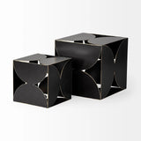 8" Contemporary Black Metal Geo Cube Sculpture - Homeroots