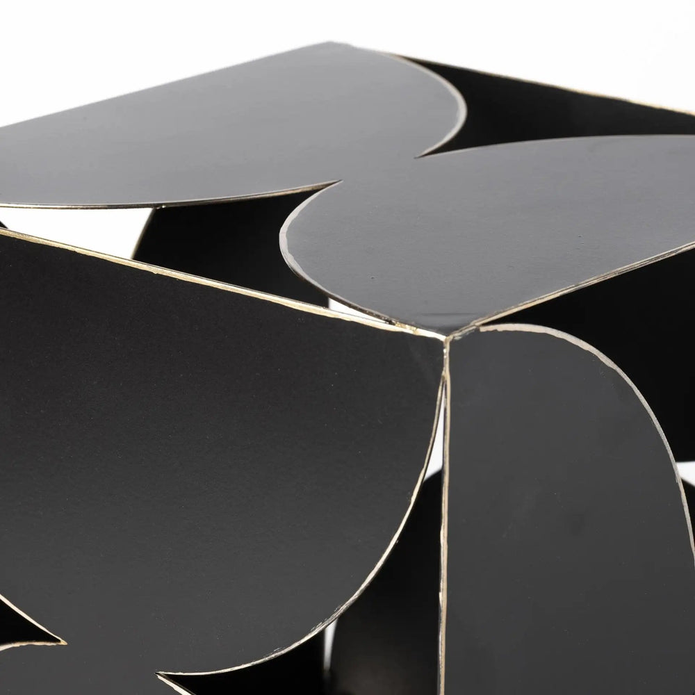 8" Contemporary Black Metal Geo Cube Sculpture - Homeroots