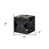 8" Contemporary Black Metal Geo Cube Sculpture - Homeroots